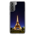 thumbnail image 1 of DistinctInk Clear Shockproof Hybrid Case for Galaxy S21 5G (6.2" Screen) - TPU Bumper, Acrylic Back, Tempered Glass Screen Protector - Eiffel Tower Paris Night - Love of Paris, 1 of 2