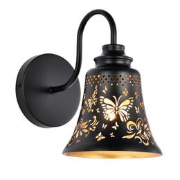 Sunnyin Rustic Wall Sconce Light Butterfly Metal Black for Living Room