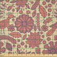 thumbnail image 2 of Ambesonne Floral Fabric by the Yard Microfiber, Scandinavian Pattern Flowers, 3 Yards, Pale Peach Coral, 2 of 2