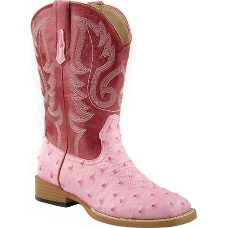 

Roper Kids Girls Bumps Faux Ostrich Square Toe Boots Mid Calf
