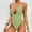 Green, variant on Women Plunging One Piece Swimsuit Sexy V Neck Backless Cross Tie High Cut One-Piece Bathing Suit Swimwear