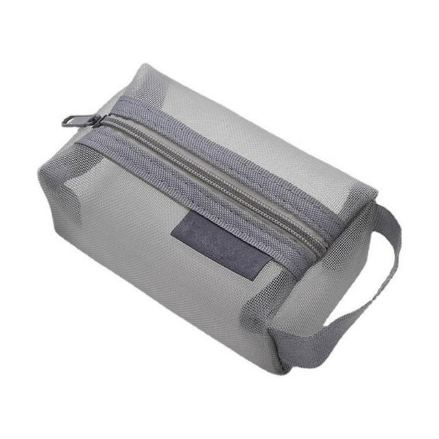 ZheElen Purse Nylon Square Mesh Coin Bags Card Transparency Storage Depository Comfortable Zipper Durable Stationery Convenience Grey