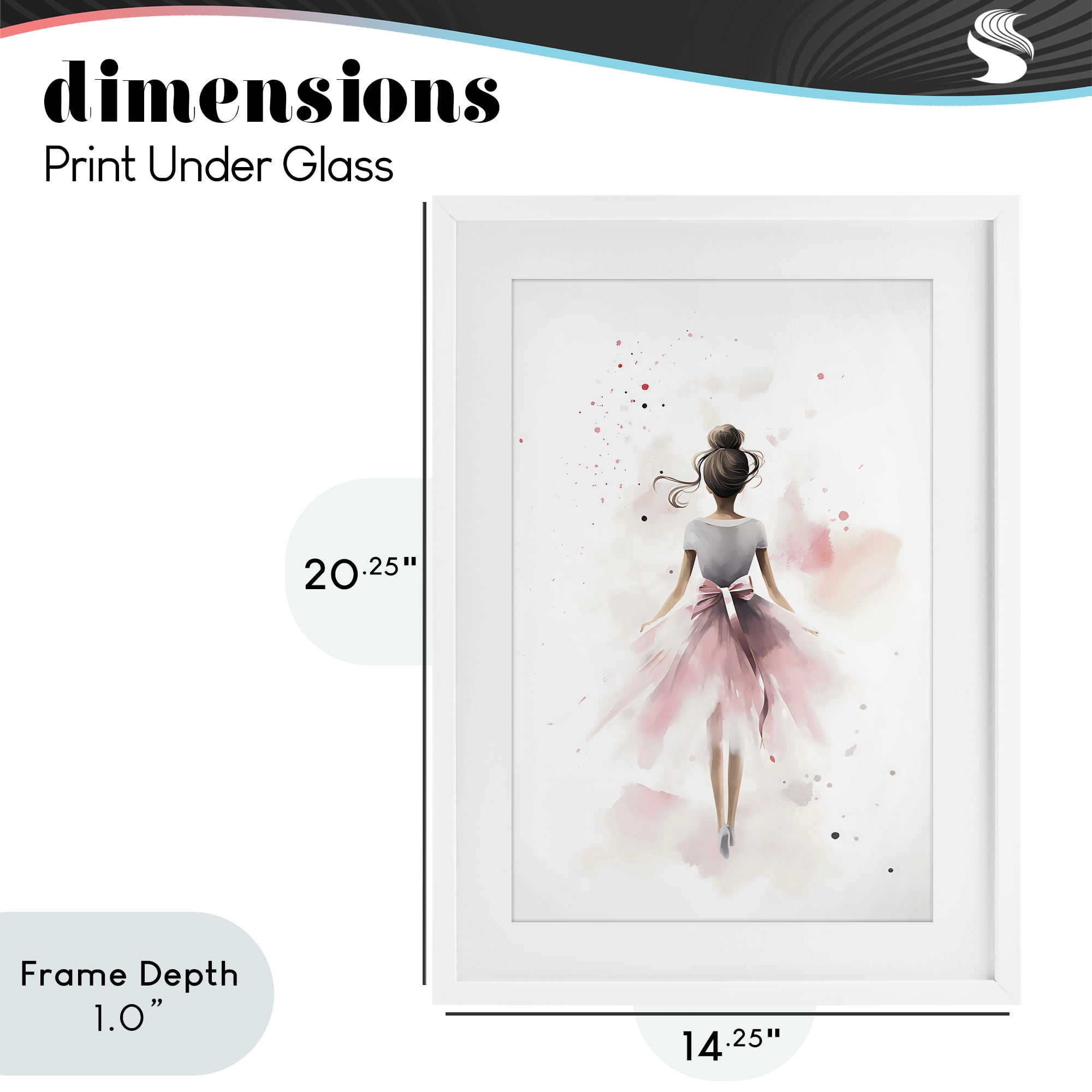 Stupell Industries Speckled Ballerina View White Framed Print Under Glass, design by Creative Studio