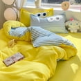 thumbnail image 2 of Solid Grey Duvet Cover Set Soft Blue Grid Flat Sheet Quilt Cover Pillowcase Bed Linen Twin Queen Full Size Simple Bedding Set, 2 of 5
