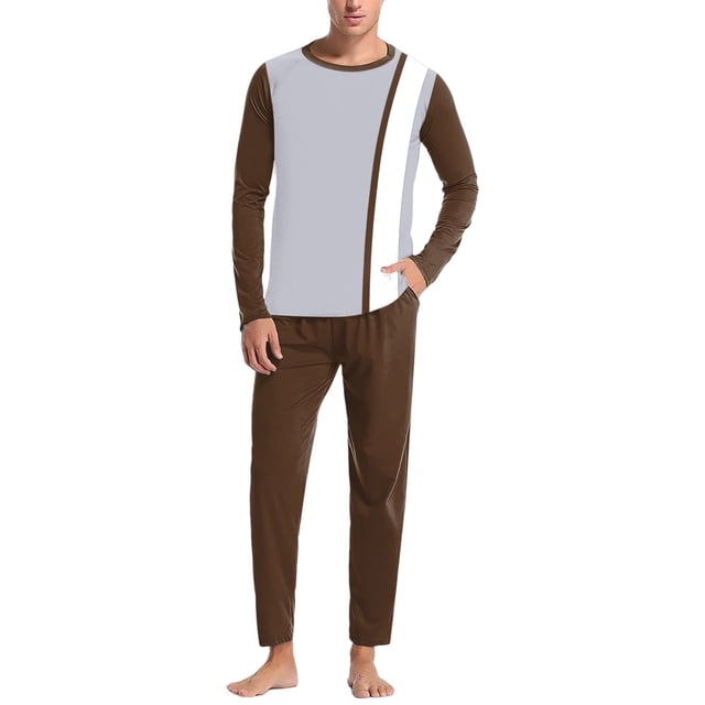 Men's Soft Solid Color Pajama Set Two Piece Loungewear Comfortable Home Sleepwear