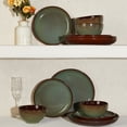 thumbnail image 4 of Pokini Stoneware Dinnerware Sets, Ceramic Plates and Bowls Sets, Microwaveable & Dishwasher Safe Dish Sets for 4, Kitchen Dinner Plates & Cereal Bowls, Sage Green, 4 of 8