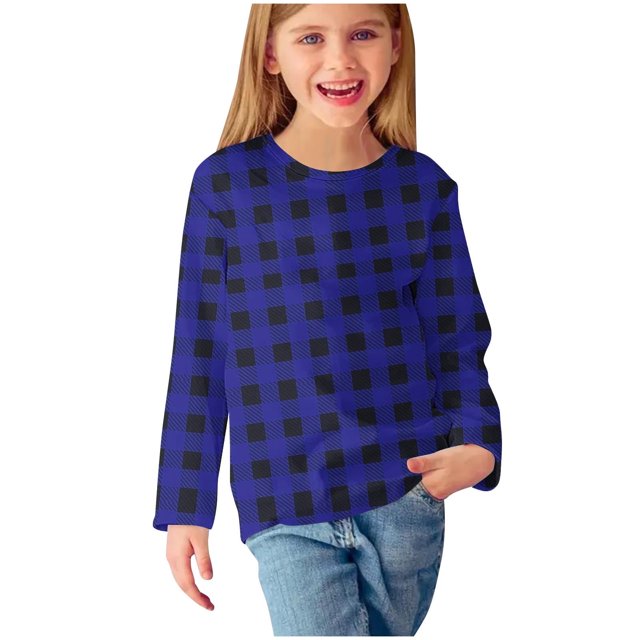 WRKEKC Chemises à Manches Longues pour Filles, T-Shirts à Manches Longues pour Filles, Chemises Imprimées à Manches Longues pour Filles, Blouses Décontractées Élégantes à Col Rond