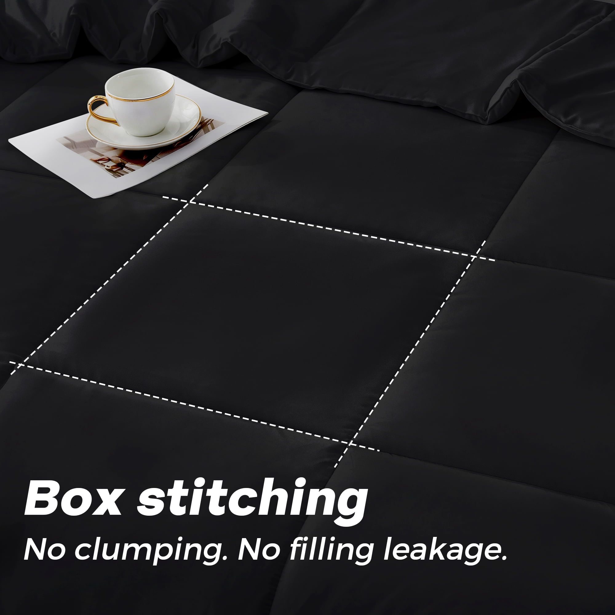 YEPCLUB Comforters Full size, Duvet Insert, All Season Duvet, Black Down Alternative Hotel Comforter, Lightweight Quilt with Corner Tabs, Machine Washable (Black, Full 82x86 Inches)