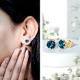 thumbnail image 3 of Rosec Jewels London Blue Topaz Solitaire Stud Earrings for Women - 7 mm - AAA Grade, 10K Yellow Gold, 3 of 7