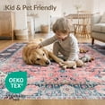 thumbnail image 4 of ODIKA 6'x9' Oushak Vintage Medallion Trellis With Distressed Floral Scroll Border Washable Area Rug None for Family Room, Living Mater Bedroom, Non-Slip, Easy Care, 4 of 7