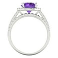 thumbnail image 4 of Clara Pucci 14K White Gold 2.52 Natural Amethyst Engraveable Engagement Ring + Wedding Band Set, 4 of 7
