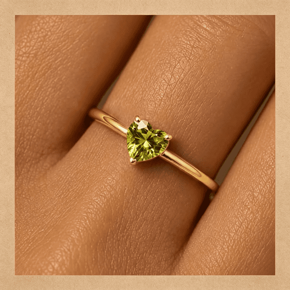 SELIVO Heart Gold Birthstone Rings for Women Promise Rings for Her Non Tarnish gemstone ring