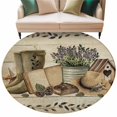 thumbnail image 2 of Round Area Rug 5ft,Rustic Retro Book Boot Cap Washable Carpet Non-Slip Runner Accent Rugs Indoor Floor Mat for Bedroom Living Room Decor,Vintage Farmhouse Wood Board, 2 of 9