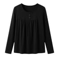 thumbnail image 3 of Posijego Womens Long Sleeve T Shirts Pleated Crew Neck Casual Solid Color Base Layer Tee Shirt Going out Tops, 3 of 6