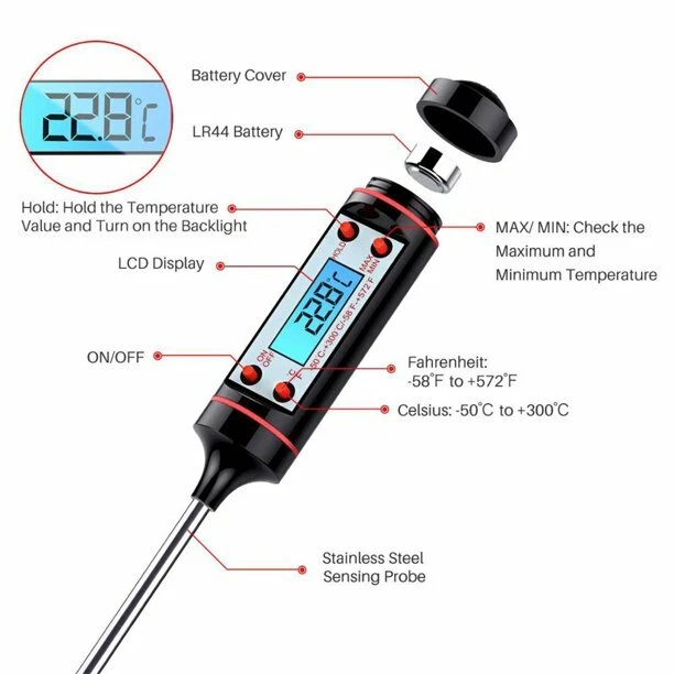 3Pcs Digital Grill Kitchen Meat Thermometer Probe Bbq Oven Food Cooking