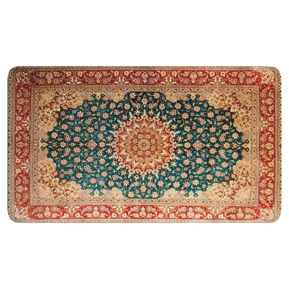 Bohemian Orange Floral Patterned Carpet Welcome Doormat for Indoor/Outdoor Entrance Bohemian Orange Floral Patterned Carpet Decoration Door Mat Kitchen Door Mat Bedroom Doormat 17x30 Inch