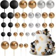 thumbnail image 1 of Bola AQUGOO para decoración de tartas, 32 unidades, color negro, dorado y plateado, 1 of 8