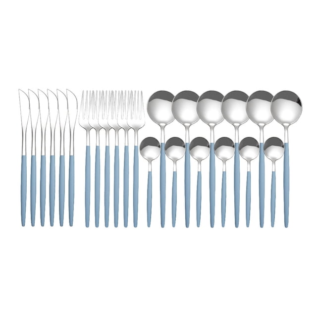 Yeacher 24Pcs Stainless Steel Dinnerware Set Kitchen Cutlery Set Knife Fork Spoon Flatware Tableware Minimalist Silverware