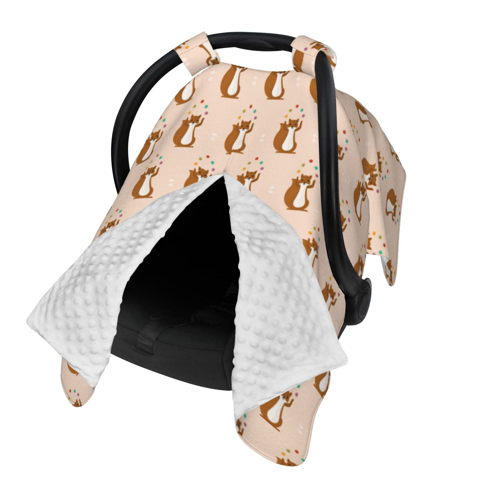 Naloa Cute Squirrel Baby Car Seat Cover, Breathable Baby Carrier Cover, Multiuse Baby Carrier Cover & Nursing Breastfeeding Cover