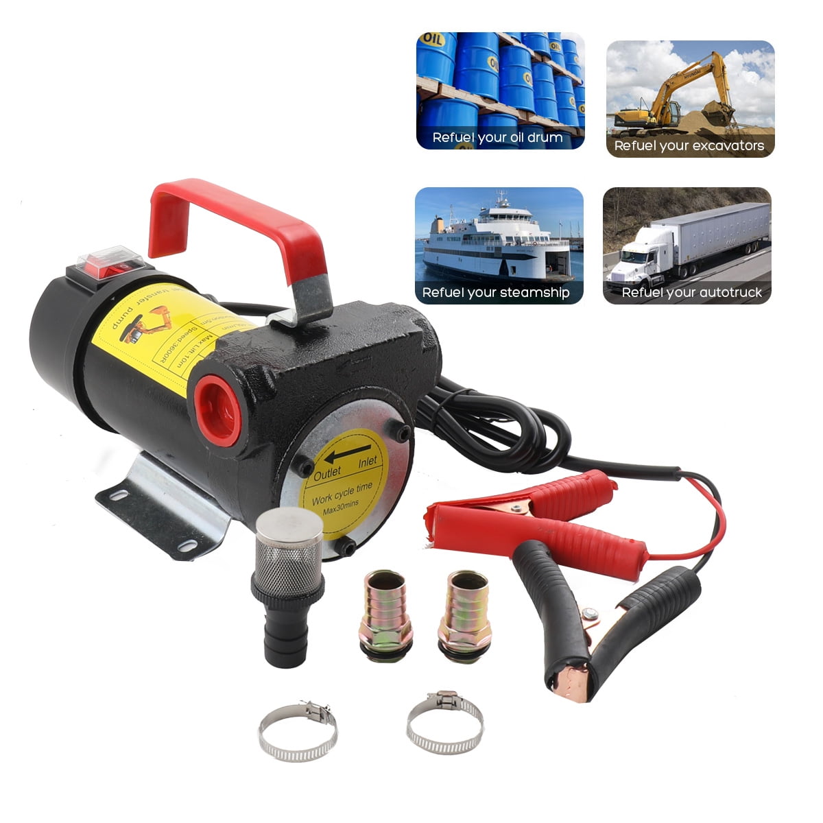 TABODD DC 12V 12GPM 175W Electric Diesel Oil & Fuel Transfer Extractor