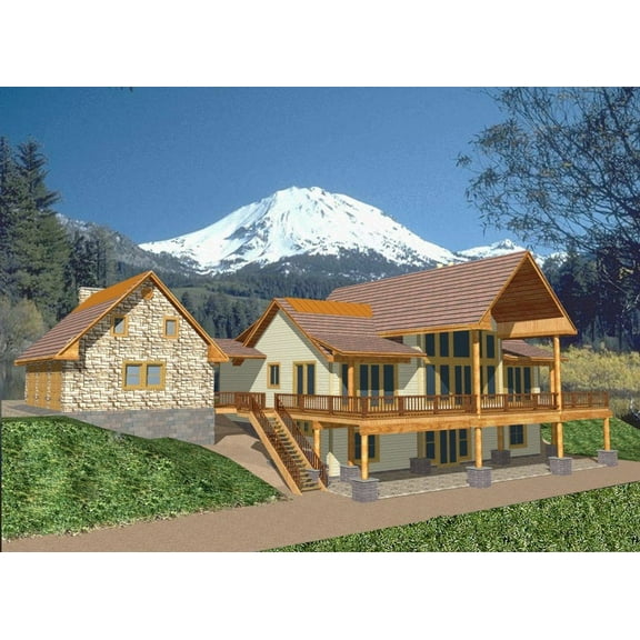 001-3106: European Mountain 3 Bed, 4 Bath Luxury Home Plan, 4145 Sq Ft: Full Blueprints with License to Build by Home Plan Marketplace - Lesuto