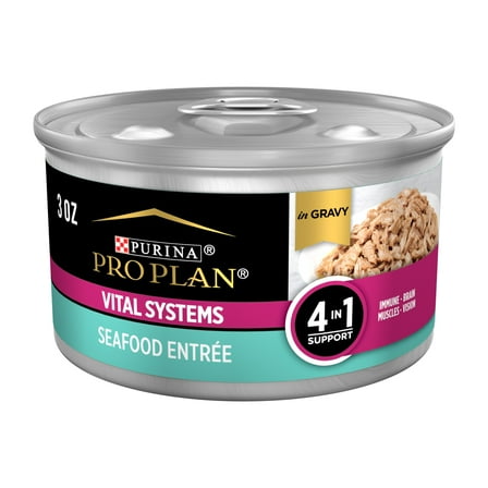 Purina Pro Plan Vital Systems, Seafood Entree, Wet Cat Food, 3 oz Cans, 24 Pack
