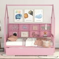 thumbnail image 2 of Bellemave Full House Bed with Storage Drawers and Shelves, Kids Playhouse Bed Frame for Girls & Boys, Wood Montessori Bed (Pink), 2 of 11