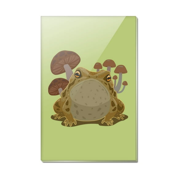 Toad Sitting In Front of Mushrooms Rectangle Acrylic Fridge Refrigerator Magnet
