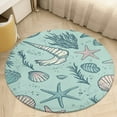 thumbnail image 4 of Beach Seashell Starfish Round Small Area Rug, Print Non Slip Washable Floor Mat, Soft Throw Rug for Living Room, Powder Room Entryway, Bathroom, Bedside, 4 of 6