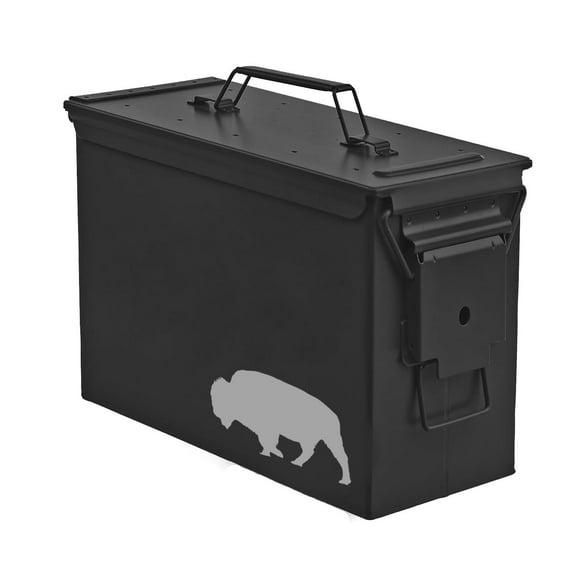 Steel Ammo Can Storage Box Ammunition Case Buffalo (30cal, Black)