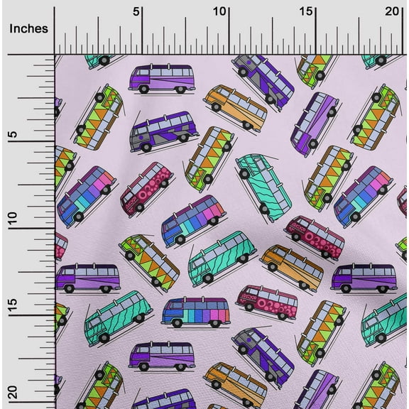oneOone Cotton Poplin Light Violet Fabric Bus Sewing Craft Projects Fabric Prints By Yard 42 Inch Wide-TOS