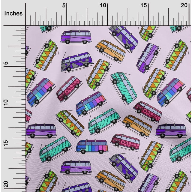 oneOone Rayon Light Violet Fabric Bus Fabric For Sewing Printed Craft Fabric By The Yard 56 Inch Wide-D3K