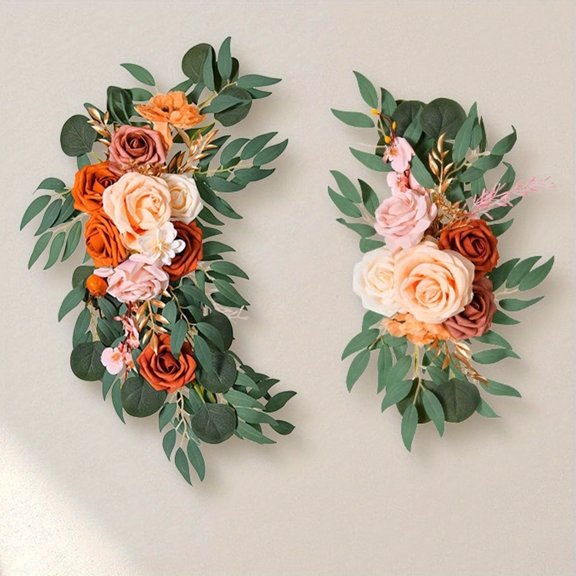 2 Pcs Artificial Wedding Arch Flower Welcome Flower Row Lintel Flower Water Brand Flower Fake Flower for Wedding Party Coffee Shop Hotel Decoration
