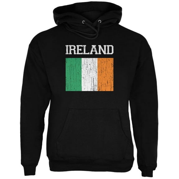 World Cup Distressed Flag Ireland Black Adult Hoodie