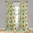 thumbnail image 2 of Flowers Window Curtains, Tropical Hibiscuses Floral Pattern on Weathered Beige Blue Backdrop, Lightweight Decor 2-Panel Set with Rod Pocket, Pair of - 28"x63", Apple Green and Dark Pink, by Ambesonne, 2 of 3