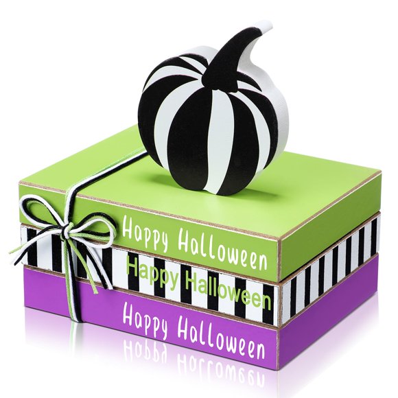 Bandeja escalonada de Halloween para decoración de libros de madera Yookeer, 4 unidades