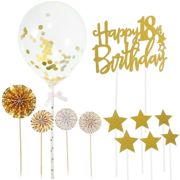 HEMOTON Golden 18th Birthday Cake Topper for Party Decoration EyeCatching Paper and Plastic 1 Set