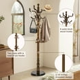 thumbnail image 6 of Wooden Coat Rack Stand, Vintage Natural Birch Wood Coat Racks Freestanding, Solid Coat Tree Stand with 14 Hooks, Classic Sturdy Coat Racks Hall Tree for Entryway, Office, 6 of 8