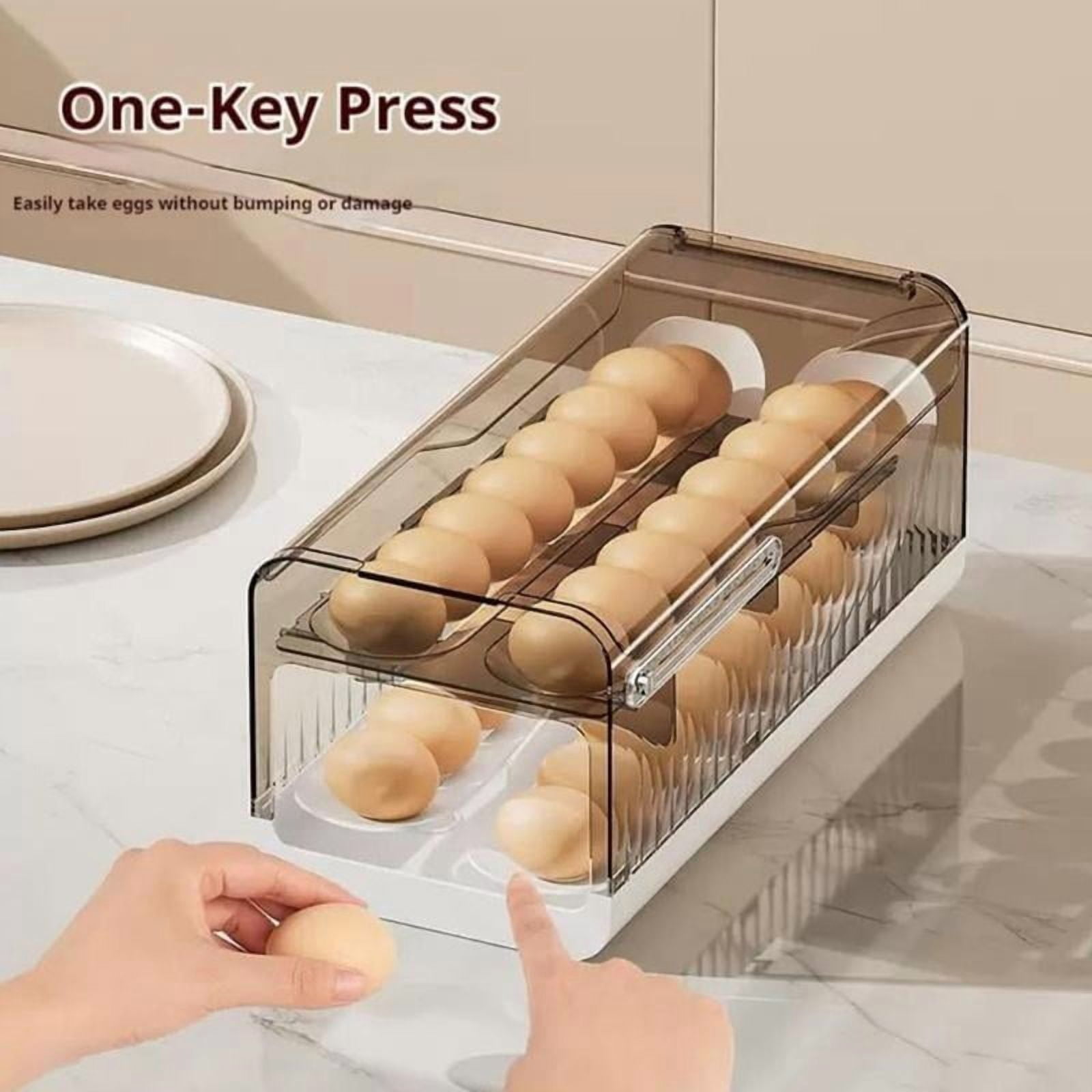 Automatic Rolling Eggs Storage Container For Refrigerator Practical PP Auto Rolling Eggs Storage Organizer Space Saving