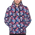 thumbnail image 4 of KLL Skull flower blue Print Mens Hoodie Long Sleeve Casual Pullover Hooded Sweatshirt Fashion Drawstring Hoodies with Pocket-4X-Large, 4 of 6