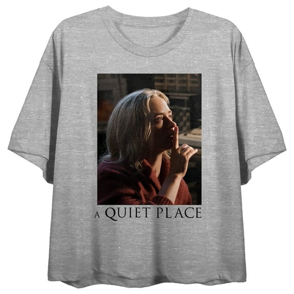 A Quiet Place If They Hear You They Hunt You Crew Neck Short Sleeve Athletic Heather Women's Crop Top-Medium