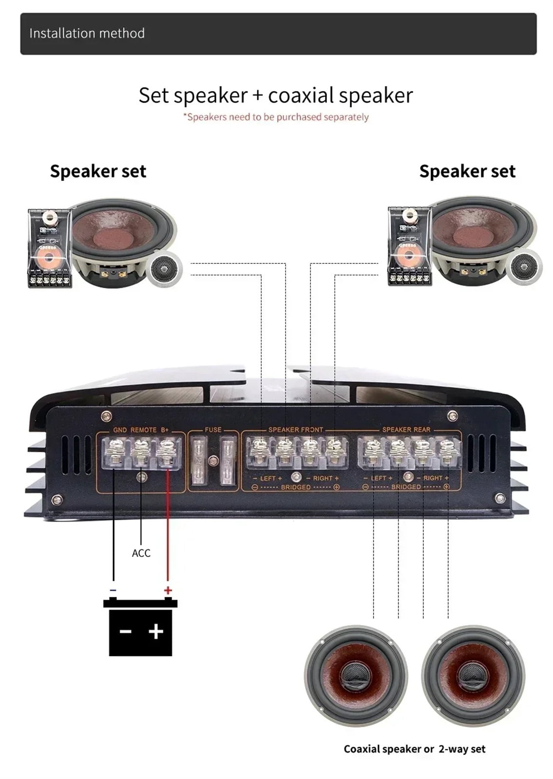 Class AB Car Audio Modification with Four 4 Channel 12V Car High Power Amplifier Push Bass Stereo Amplifier ,High Sound