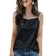 thumbnail image 2 of HAJWOH Womens Silk Satin Camisole Sleeveless Spaghetti Strap Cami Tops Solid Color Summer Comfy Soft Dressy Tank Shirt, 2 of 4