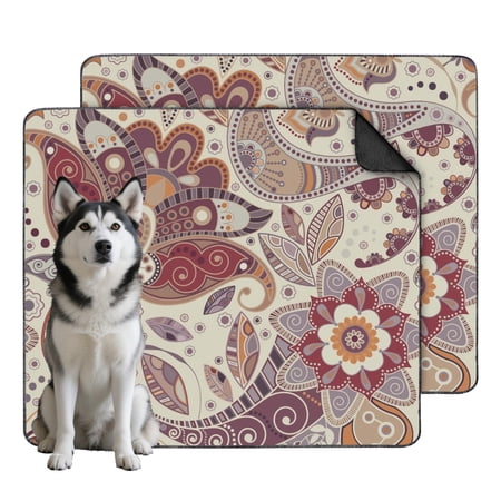 Non-Slip Backing Washable Dog Pee Pads Paisley 35 x41 Reusable Absorbent Mat for Puppy Potty Training on All Floor Types.