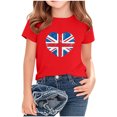 thumbnail image 3 of Jinhomg Kids Summer Tee Shirts Short Sleeve British Flag Graphic T-Shirt Lightweight Comfy Crew Neck Everyday Tops Red 3 Years, 3 of 5