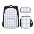 thumbnail image 1 of Disketp Blue Checkboard Mochila Estampada de Gran Capacidad con Lonchera y Estuche, Set de 3 Piezas para Estudiantes, 1 of 7