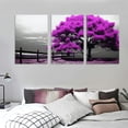 thumbnail image 3 of Nawypu Wall Art for living Room Purple Tree Nature Landscape Canvas Wall Art Modern Landscape Canvas print Artwork Contemporary Nature Picture Painting Print Framed Ready to Hang 12''x16''X3 Panels, 3 of 4