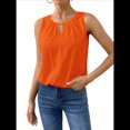 thumbnail image 2 of Chaleco de Moda con Cuello Redondo y Botones, Color Liso, Naranja, Talla XL, 2 of 6