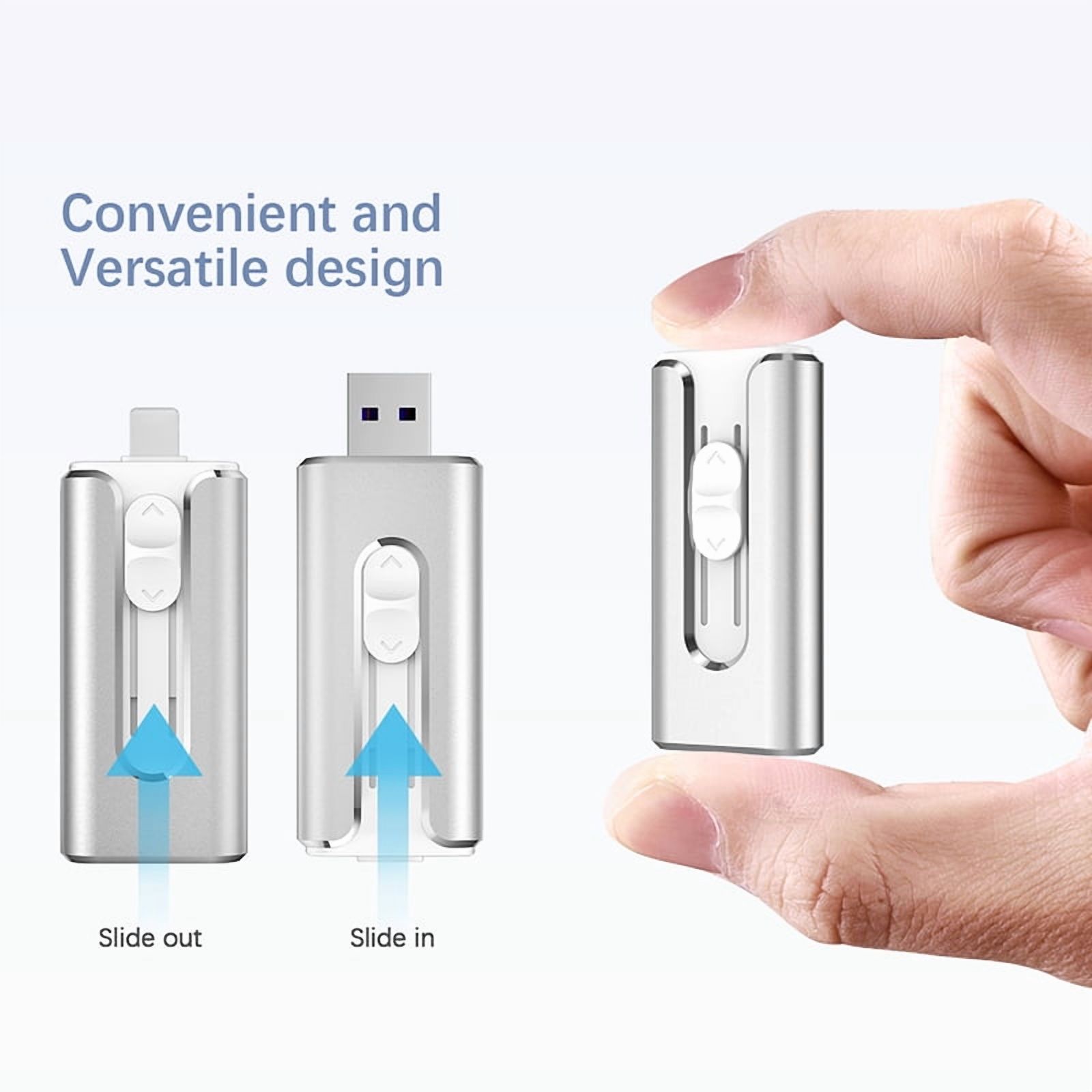 256GB USB 3.0 Flash Drive TOPESEL 3-In-1 Metal USB External Storage Thumb Drive OTG Android Phone and Computer