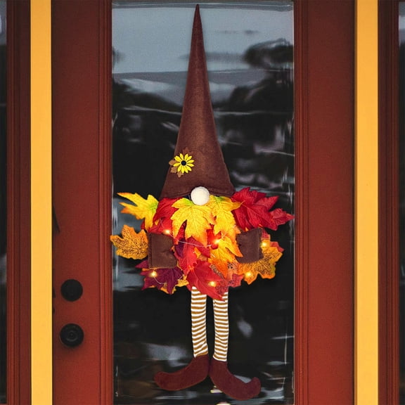 Halloween Decorations Outdoor,Wreath Outdoor Halloween And Thanksgiving Wreath Prelit Halloween And Thanksgiving Wreath With Lights Small Artificial Xmas Wreath Winter Snowflake Halloween